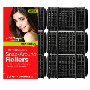 Magic Collection Jumbo Snap-Around Rollers in Black, 6 pack