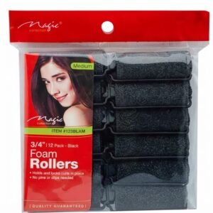 Magic Collection Medium Foam Rollers in Black 12 Pack for easy hair styling