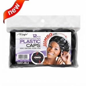 Magic Jumbo Shower Caps in Black - 12 pcs for hair protection