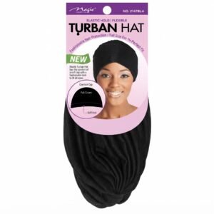 Magic Collection Black Elastic Hold Turban Hat for hair protection