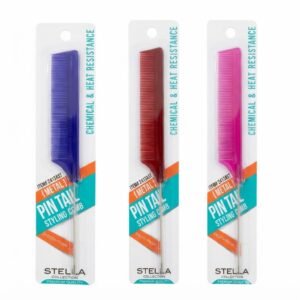 Stella Collection Pin Tail Comb in vibrant mix colors for precise hair styling