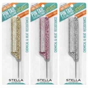 Stella Collection Pin Tail Comb with Glitter Finish