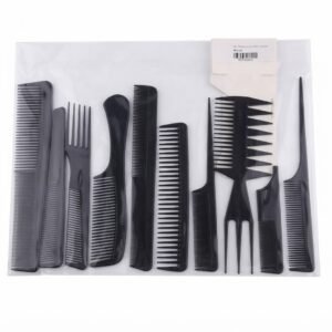 10-piece black hair comb set for styling and grooming