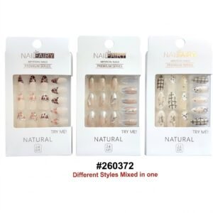 Nail Fairy Fancy Finger Nail Pack with 3 Mixed Designs and Stones