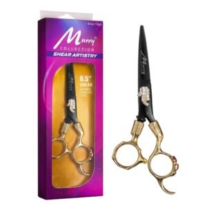 Murry Collection Professional Fancy Razor Scissor 6.5 inch in Black and Gold