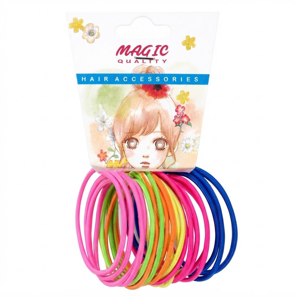 Colorful thin elastic hair ponies assortment for daily hair care