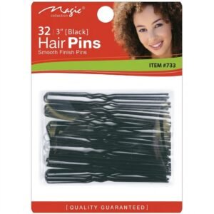 Magic Collection 3 inch black ball tip hair pins in pack