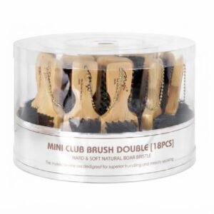 Mini Hard Club Brush Set containing 18 wooden brushes with natural bristles