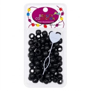 Glossy black round hair beads for styling and decoration