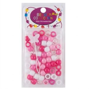 Bright pink assorted round hair beads for styling and accessories
