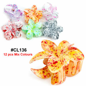 Flower Shape Hair Clamp in Mix Colours - 12 pcs