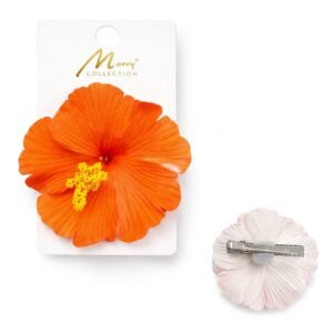 Bright Orange Floral Hair Clip from Murry Collection