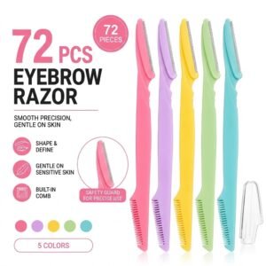 Eyebrow razor with comb jar in assorted colors for precise grooming