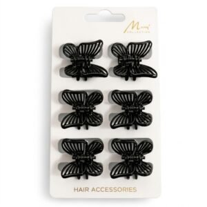 Small black butterfly hair clips in a pack of six from Murry Collection