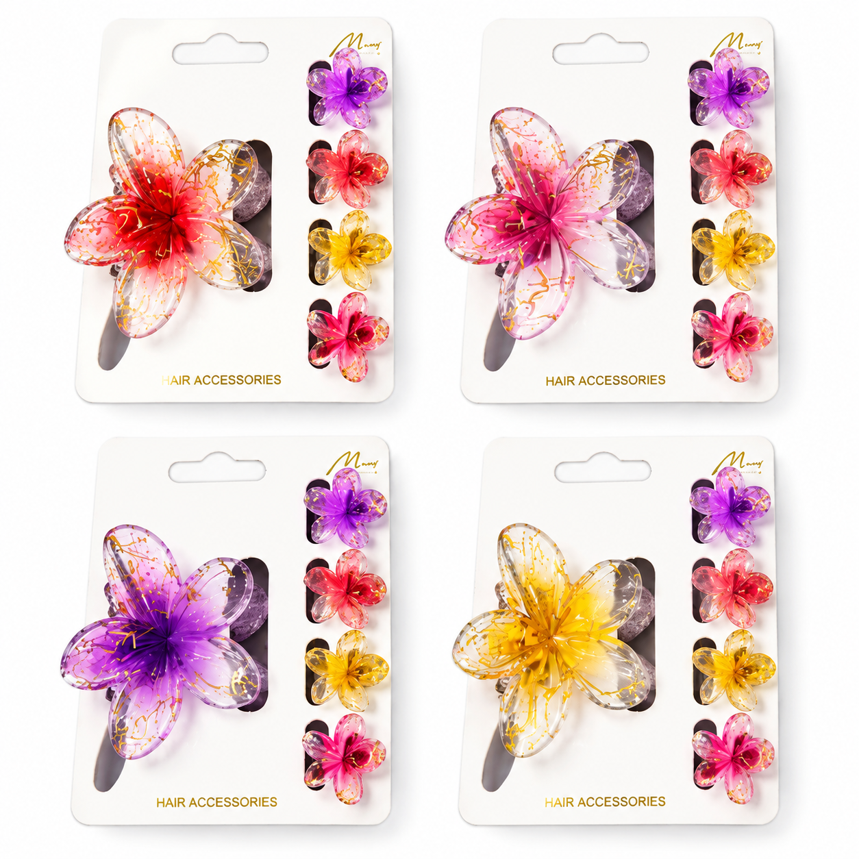 Murry Collection Flower Shape Hair Clamps in Mixed Colours