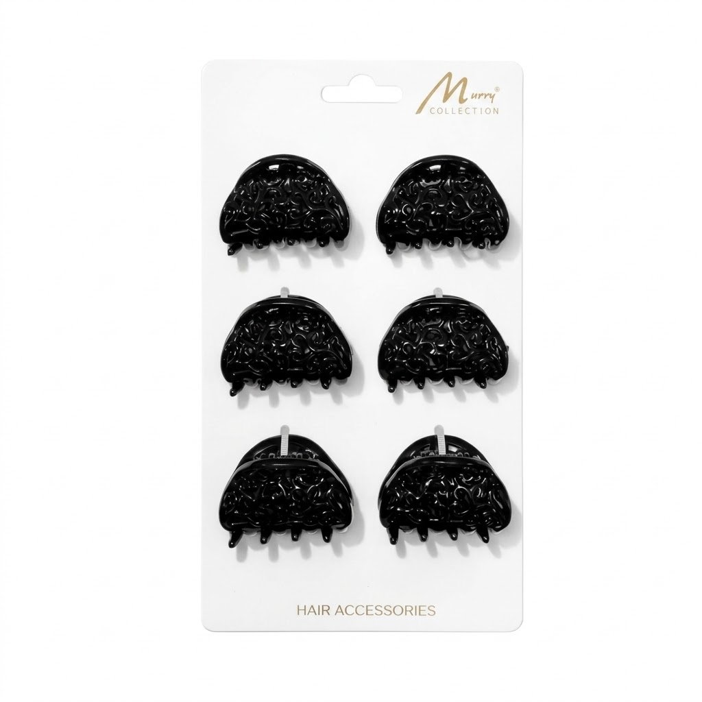 Murry Collection Small Black Jawa Clips in a pack of six