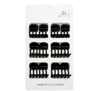 Pack of 12 tiny black hair clips from Murry Collection