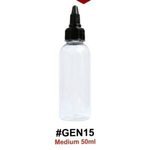 Clear 50ml nozzle bottle with precision tip for easy dispensing