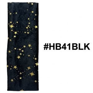 Black velvet headband with gold star accents