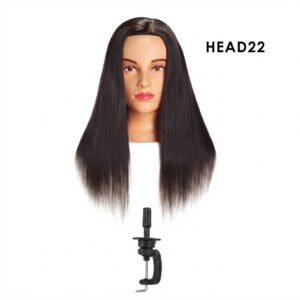 Training head made of 100% human hair, 20 inches long for salon practice