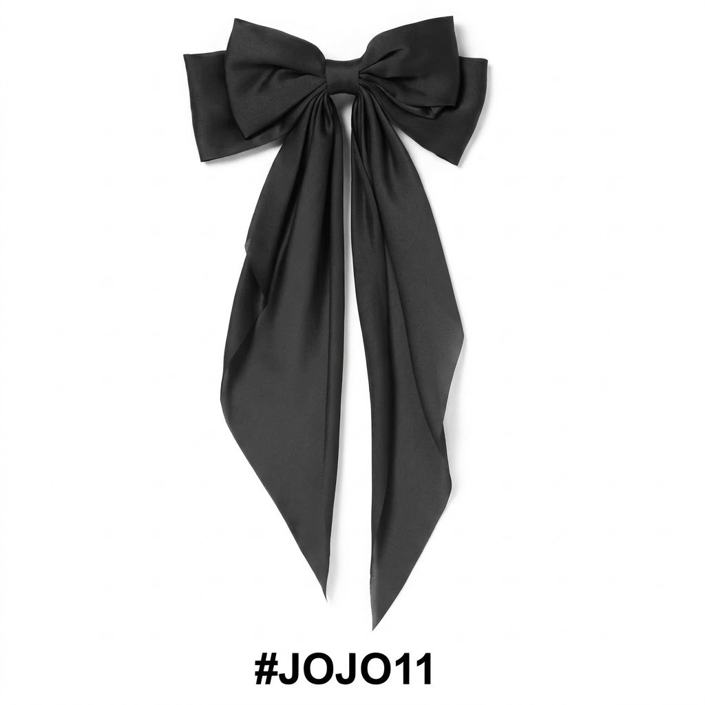 Elegant black Fancy Jojo hair clip with long tail design