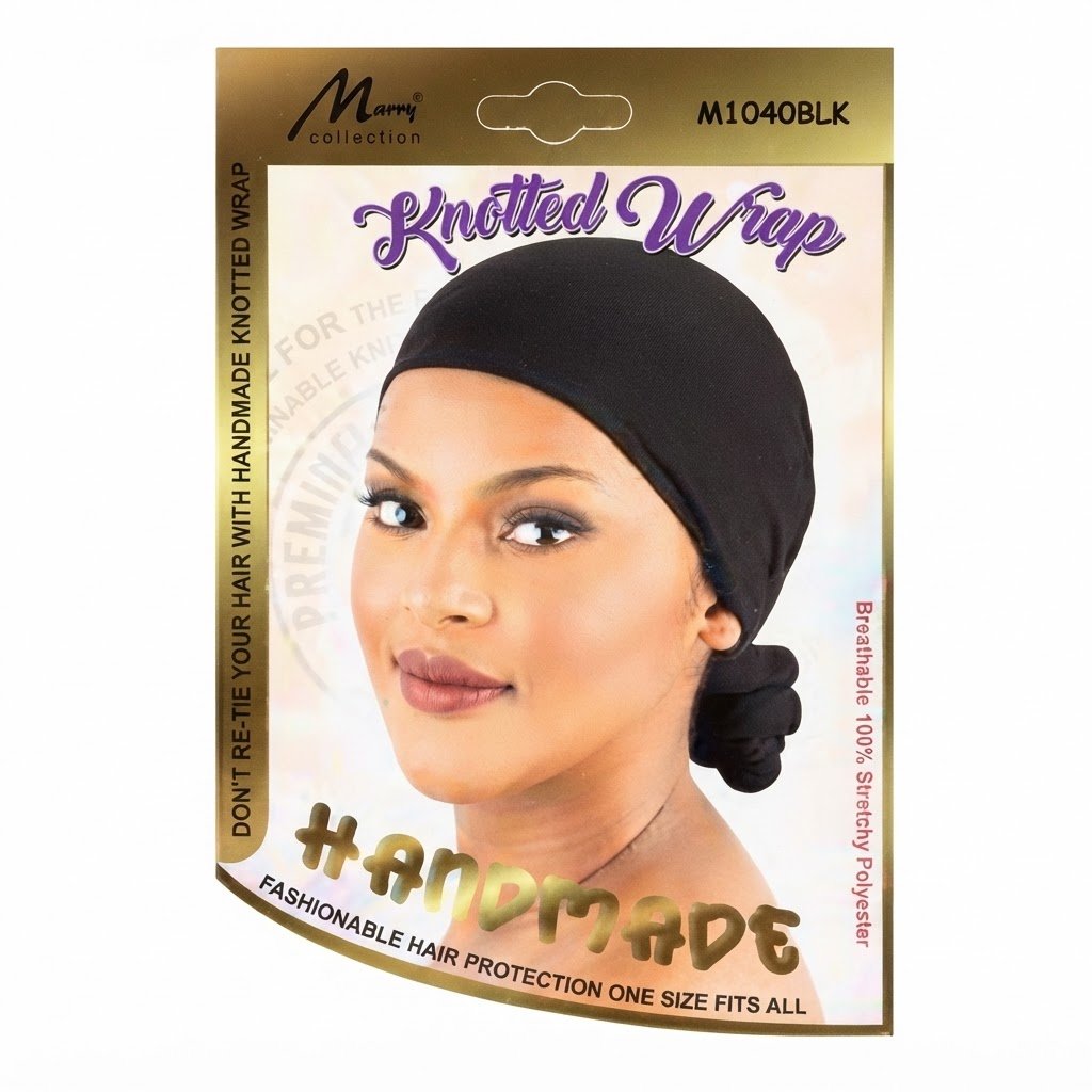 Murry Collection Hand Made Knotted Wrap in Black for Hair Protection