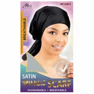 Murry Collection Large Triangle Satin Scarf in Black - stylish and breathable