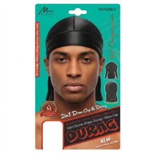 Murry Satin Dome-Shape Durag/Wave Cap in Black for men's styling