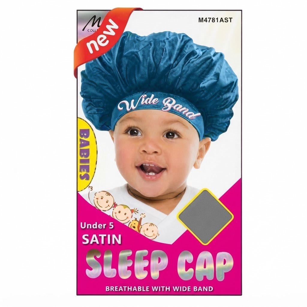 Children's Satin Sleep Cap with Elastic Band in Blue