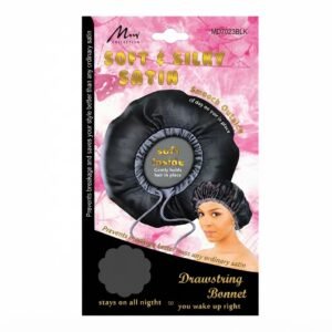 Soft&Silky Drawstring Bonnet in Black for Hair Protection