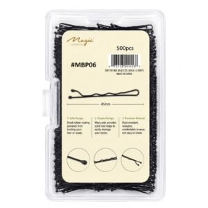 Pack of 500 black bobby hair pins with ball tip from Magic Collection
