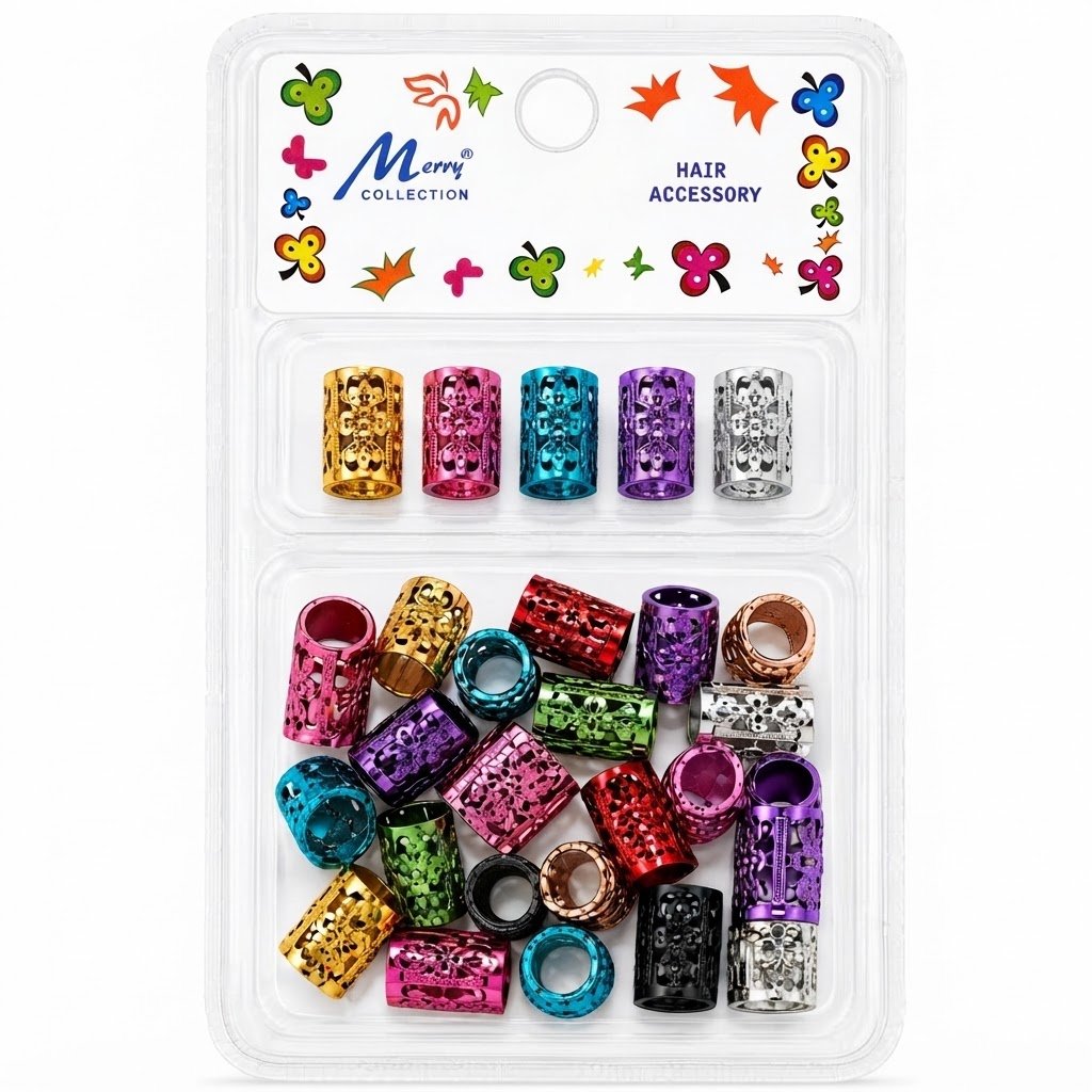 Colorful metal hair tube accessories from Merry Collection