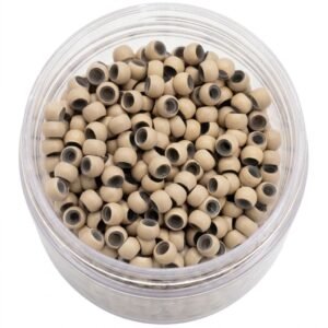 Light Blonde Nano Rings for Hair Extensions in a clear container