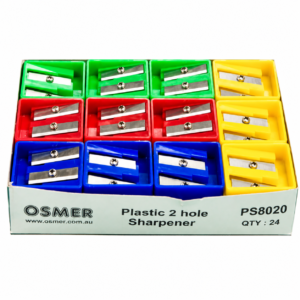 Osmer Dual Hole Plastic Sharpener in White Box