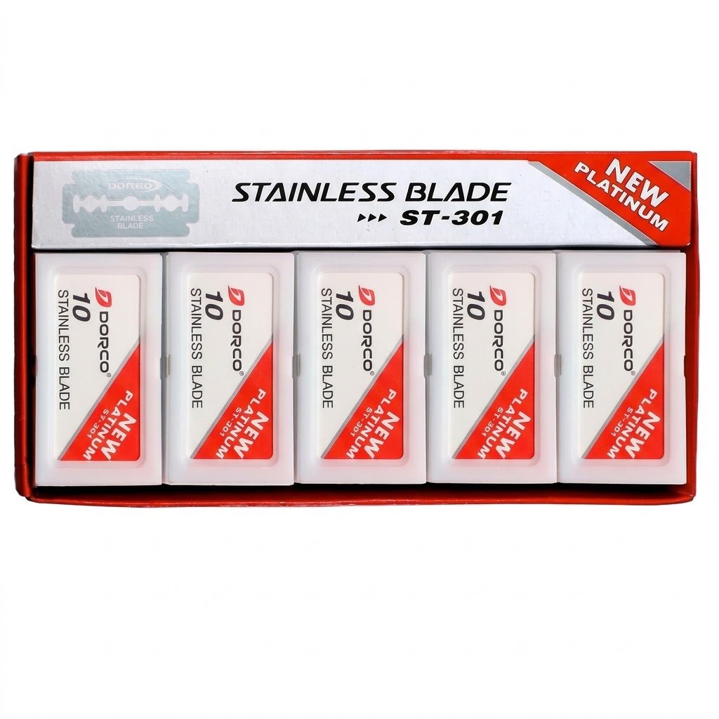 Dorco Stainless Blade Red Pack with 10 blades for barbers
