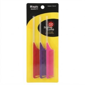 Magic Quality Pin Tail Comb 3pc Set with Smooth Finish in Assorted Colours