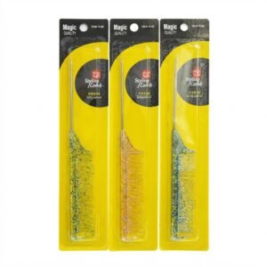 Magic Collection Wide Teeth Pin Tail Comb with Glitter Finish