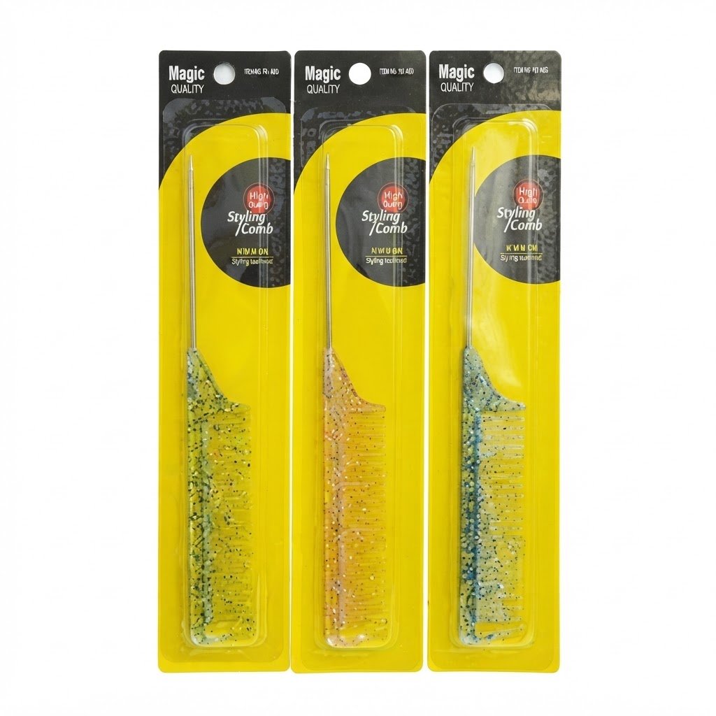 Magic Collection Wide Teeth Pin Tail Comb with Glitter Finish