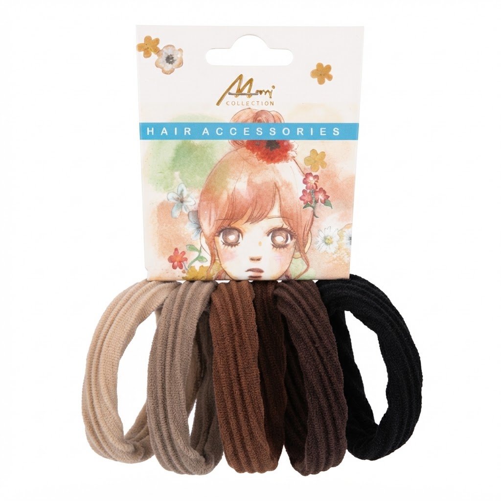 Murry Collection Hair Pony Brown Mix Colour 5pc Card with assorted hair ties