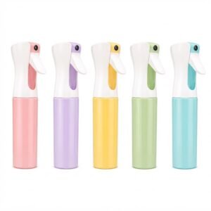 Clear mist spray bottle in assorted colours, perfect for hair care