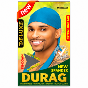 Deluxe Spandex Durag Blue Adjustable Breathable Extra Long Tails #M4800AST