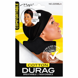 Cotton Durag Breathable & Fashionable Black Unisex #2259BLA
