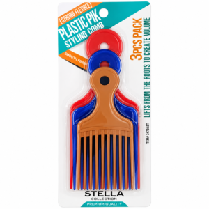 3PCS Plastic Pik Styling Comb Strong Flexible Smooth Finish Assorted Colours #2470AST