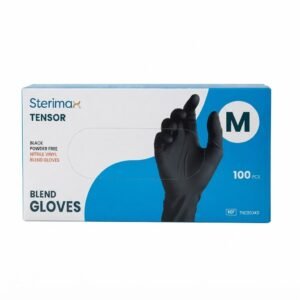 Black Disposable Exam Gloves - Powder-Free Nitrile/Vinyl #GLOMBLK