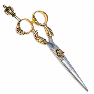 Professional Fancy Razor Scissor 6.5″ with Gold #410SIL